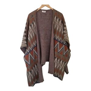 Umgee Aztec Cardigan Sweater M/L Boho Open Front Button Under Sleeve Knit